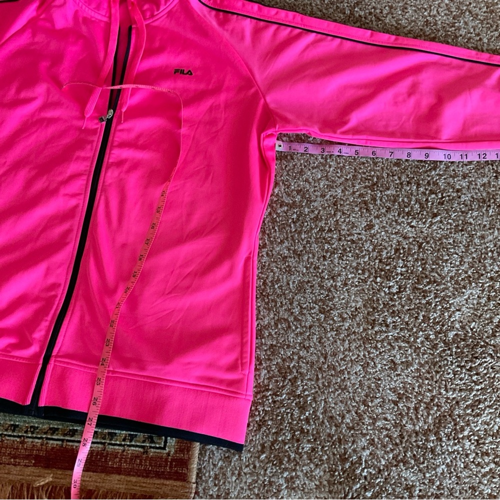 Fila Pink and Black Zip-Up Hoodie, light lining, breast cancer awareness - Picture 15 of 15